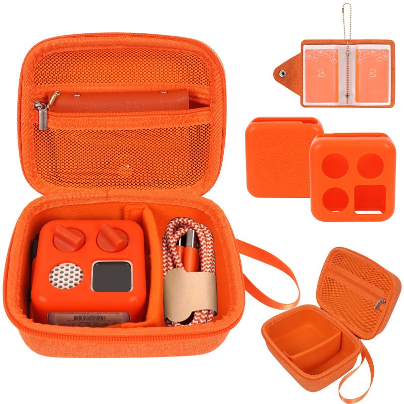 YouKnow Hard Case and Silicone Cover for Yoto Mini Player, Kids Audio Music Accessory with Card Case Holder for up to 10 Cards (Orange) - Image 1
