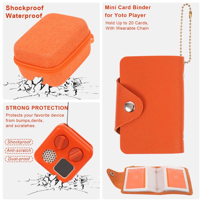 YouKnow Hard Case and Silicone Cover for Yoto Mini Player, Kids Audio Music Accessory with Card Case Holder for up to 10 Cards (Orange) - Image 5