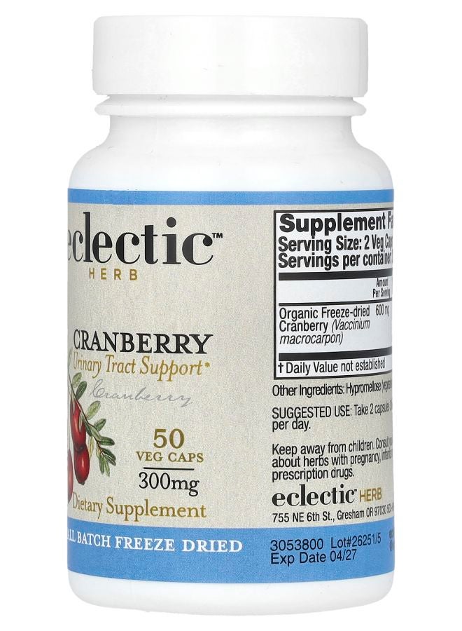 Eclectic Herb Freeze Dried Cranberry 50 Veg Caps (300 mg Per Capsule) - Image 2