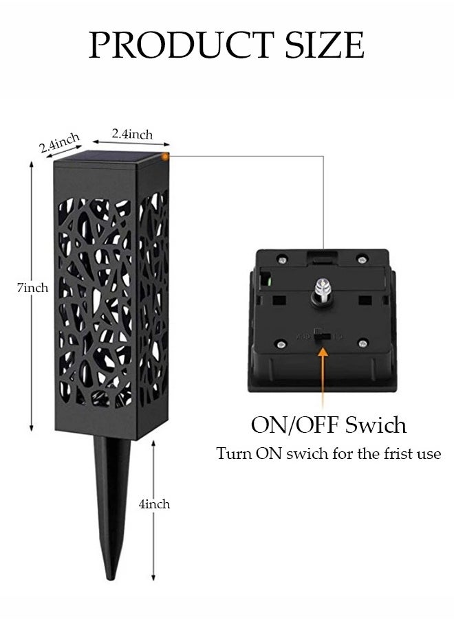 DUNISO 6 Pcs Solar Outdoor Lights， Solar Garden Lights，Waterproof Hollowed-Out Decor Lantern Light，LED Plastic Landscape Lights, Suitable for Courtyards, Parks, Gardens, Lawns, Warm Light，Black  - Image 2