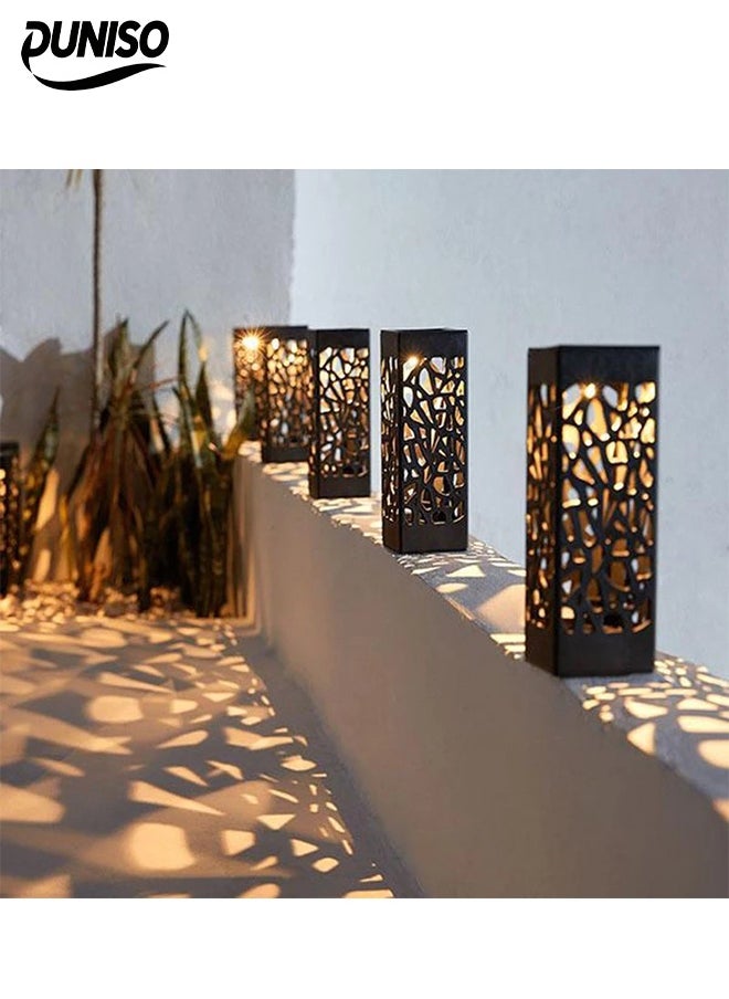 DUNISO 6 Pcs Solar Outdoor Lights， Solar Garden Lights，Waterproof Hollowed-Out Decor Lantern Light，LED Plastic Landscape Lights, Suitable for Courtyards, Parks, Gardens, Lawns, Warm Light，Black  - Image 5