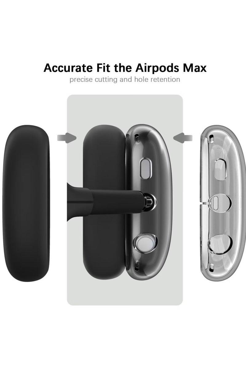 4 في 1 غطاء علبة سيليكون صافية لـ AirPods Max (أسود) - Image 3