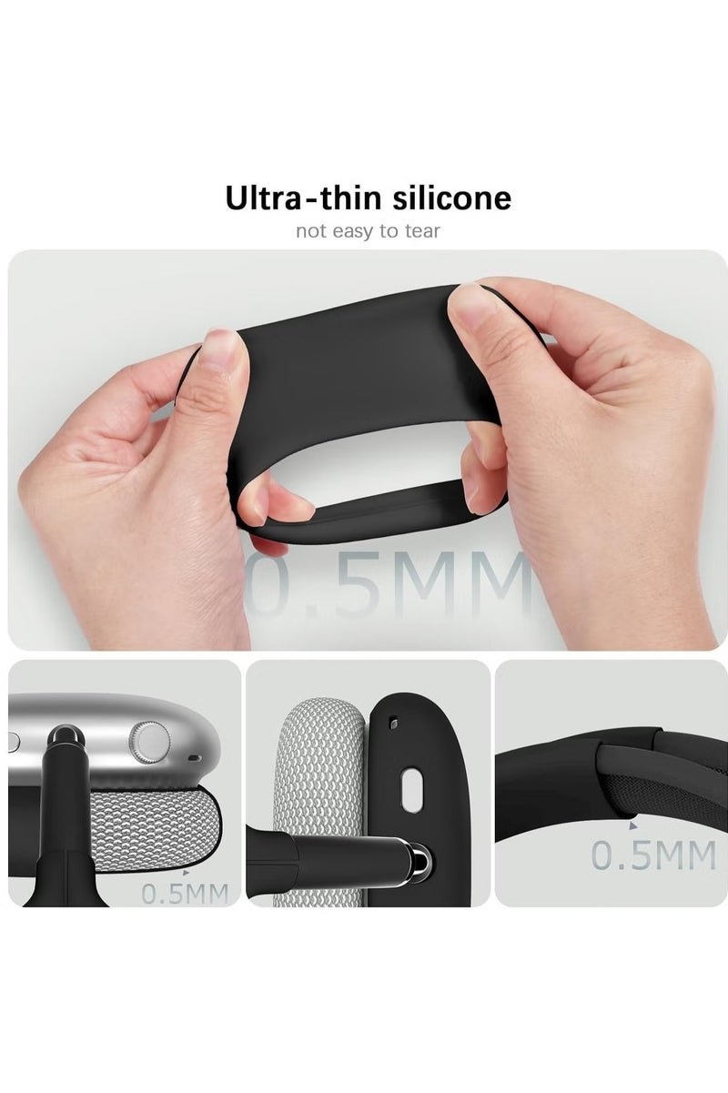 4 في 1 غطاء علبة سيليكون صافية لـ AirPods Max (أسود) - Image 4