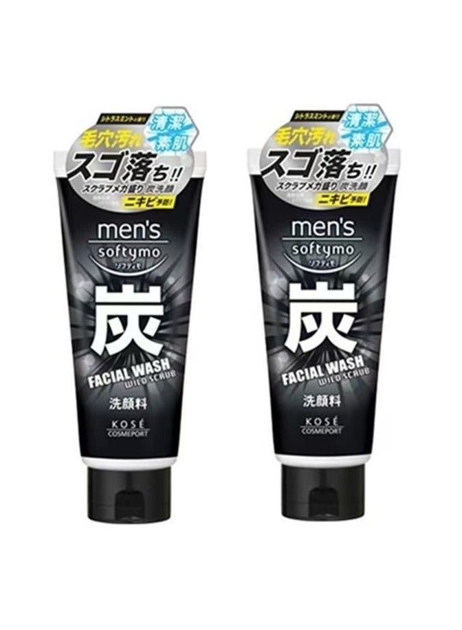 KOSE Men's Softy Mo Facial Wash, Charcoal 130g,Pack of 2 - Image 1