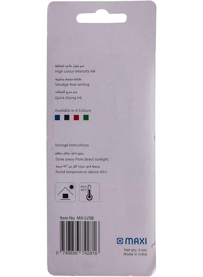 Maxi Ball Pen Medum Tip Blister Of 5Pc Blue - Image 2