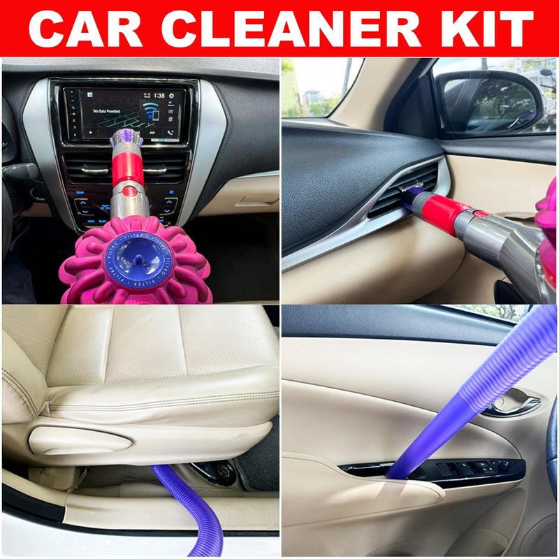ENUKYCOM For Dyson V7 V8 V10 V11 V15 Vacuum Accessories & Attachment -Traceless Dust Brush & Dryer Vent Cleaner Kit - Refrigerator Condenser Coil Brush- Flexible Crevice Tool for Small Crevice & Car Detailing - Image 3