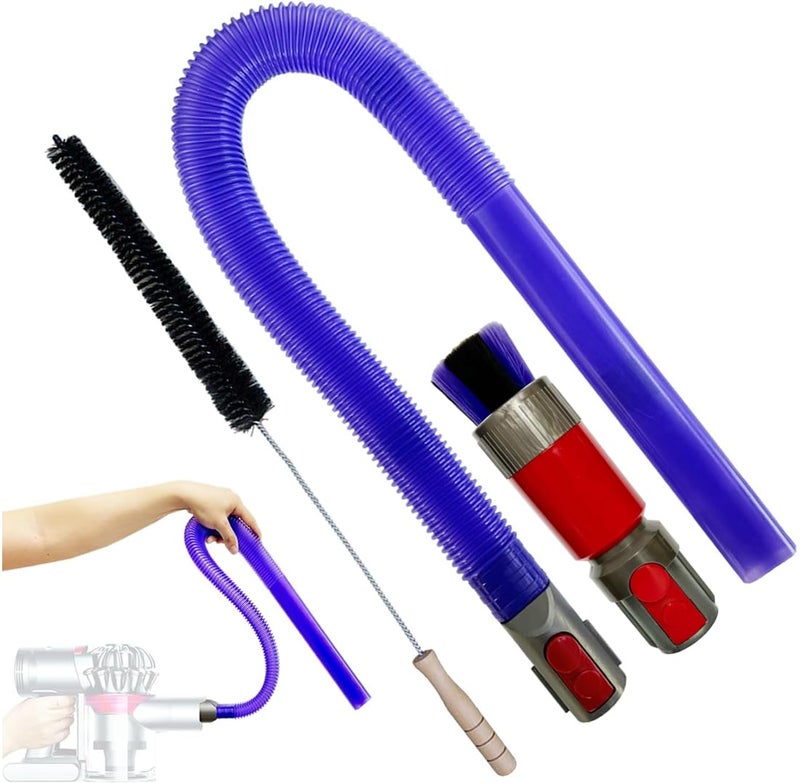 ENUKYCOM For Dyson V7 V8 V10 V11 V15 Vacuum Accessories & Attachment -Traceless Dust Brush & Dryer Vent Cleaner Kit - Refrigerator Condenser Coil Brush- Flexible Crevice Tool for Small Crevice & Car Detailing - Image 1
