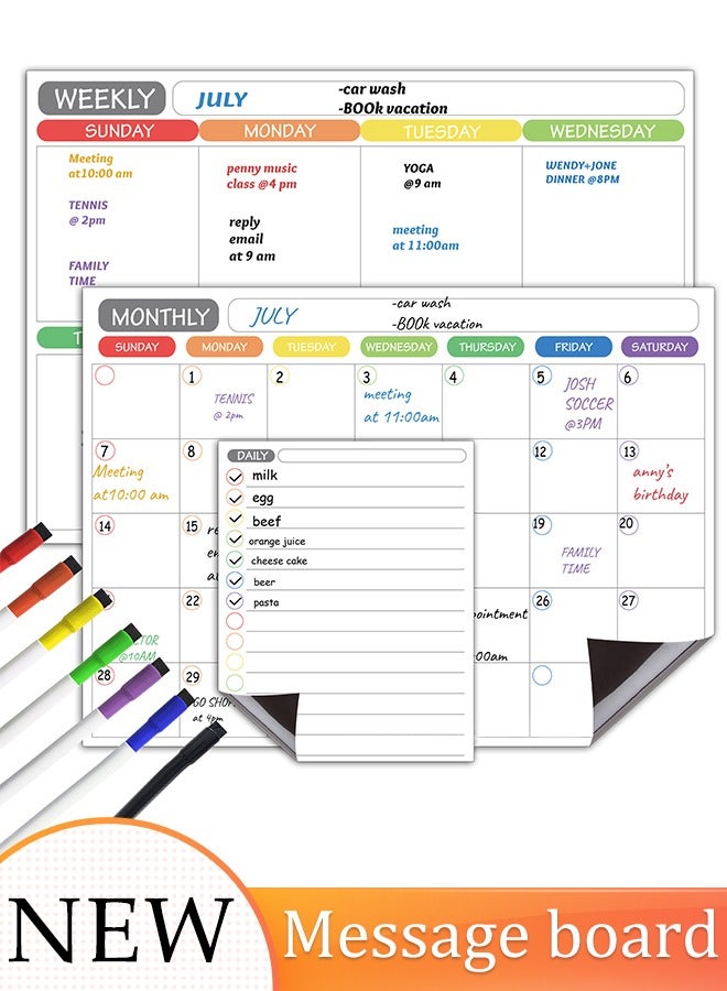 Erasable Planner Magnetic Whiteboard Calendar Weekly Planner Refrigerator Whiteboard with Pen Reusable Soft Magnetic Calendar Family Planner Table - Image 1