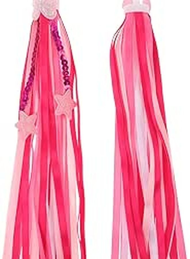 Pink Star Butterfly Bike Handlebar Streamers Pair Bicycle Scooter Tricycle Accessories - Image 1
