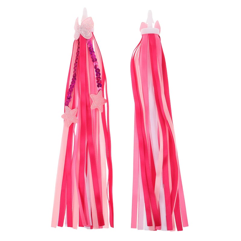 Pink Star Butterfly Bike Handlebar Streamers Pair Bicycle Scooter Tricycle Accessories - Image 2