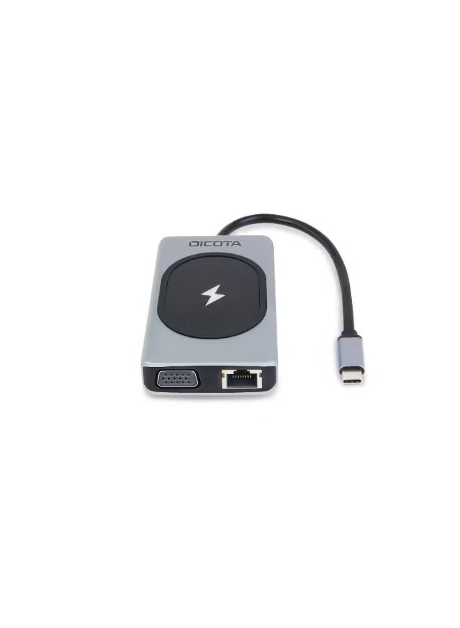 ديكوتا موزع شحن USB-C 10 في 1 من DICOTA D32059 مع 4K، توصيل طاقة 100 واط وشحن لاسلكي، فضي - Image 3