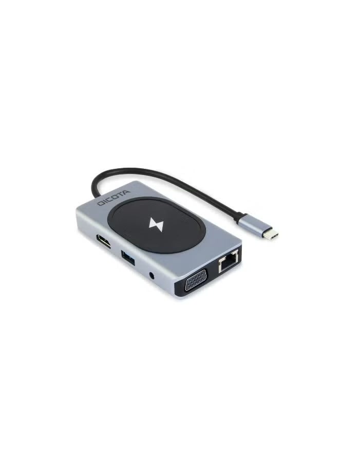 ديكوتا موزع شحن USB-C 10 في 1 من DICOTA D32059 مع 4K، توصيل طاقة 100 واط وشحن لاسلكي، فضي - Image 5