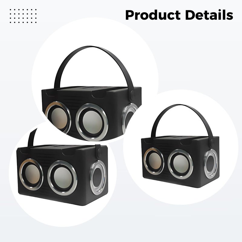 Portable Karaoke Machine With Dual Wireless Microphones Mini Speaker Led Lights Black - Image 5