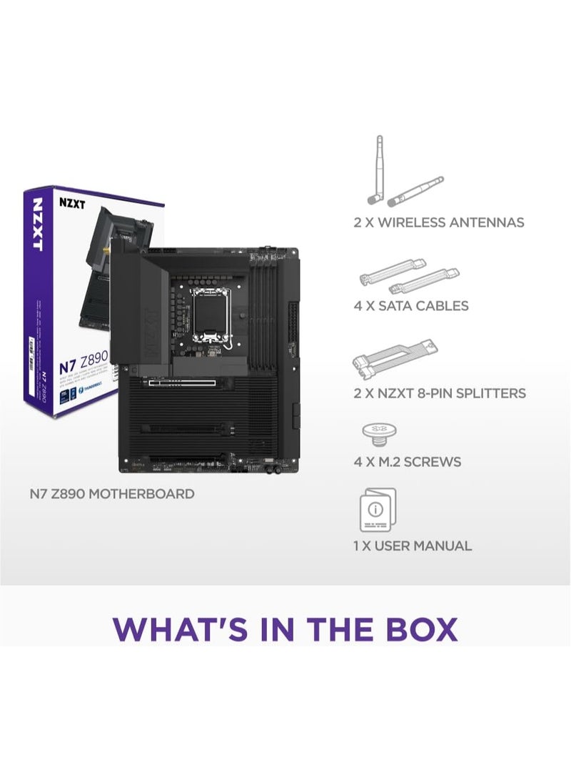 NZXT N7 Z890 – Intel Z890 LGA 1851 ATX Gaming Motherboard for Core Ultra (Series 2) - 16+1+2, DDR5, 5X M.2, PCIe 5.0, Wi-Fi 6E, 2.5GbE, Thunderbolt 4 - Full Cover – Black - Image 5