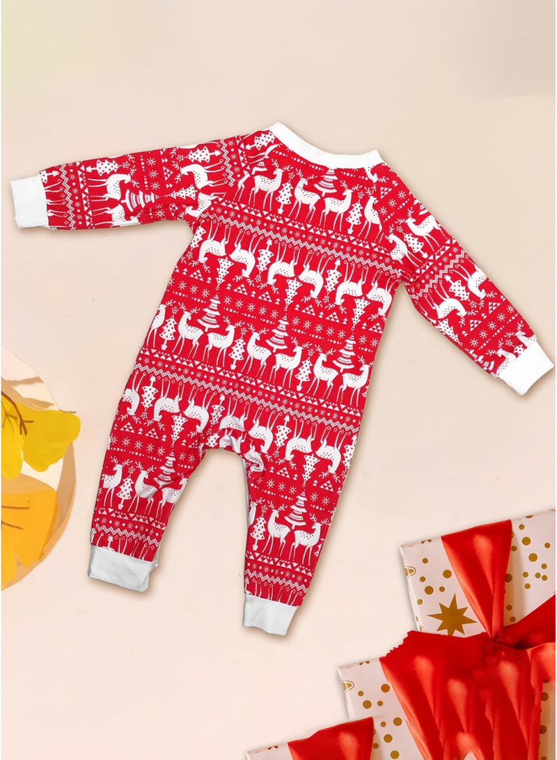 GGEROU طقم بيجامة عيد الميلاد للعائلة، بيجامة عيد الميلاد بطبعة الأيائل، ملابس نوم شتوية ذات ياقة دائرية (للرضع) - Image 4
