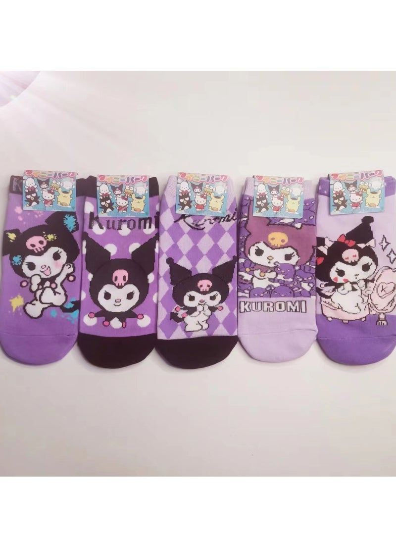 kuromi جوارب كورومي التأثيرية كارتون كوسبلاي 5 قطع/مجموعة جوارب للنساء والفتيات - Image 2