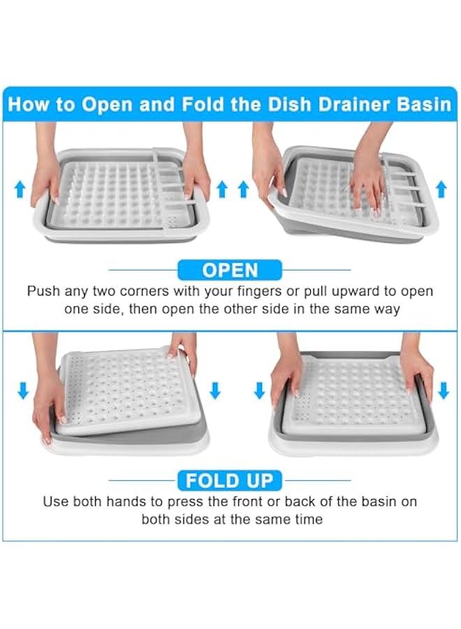 Collapsible Dish Drying Rack Portable Dish Drainers for Kitchen Counter with Drainboard, Kitchen Sink Organizer Basket RV Accessories Camper Storage and Organization Dish Rack Over Sink Drying Rack - Image 3