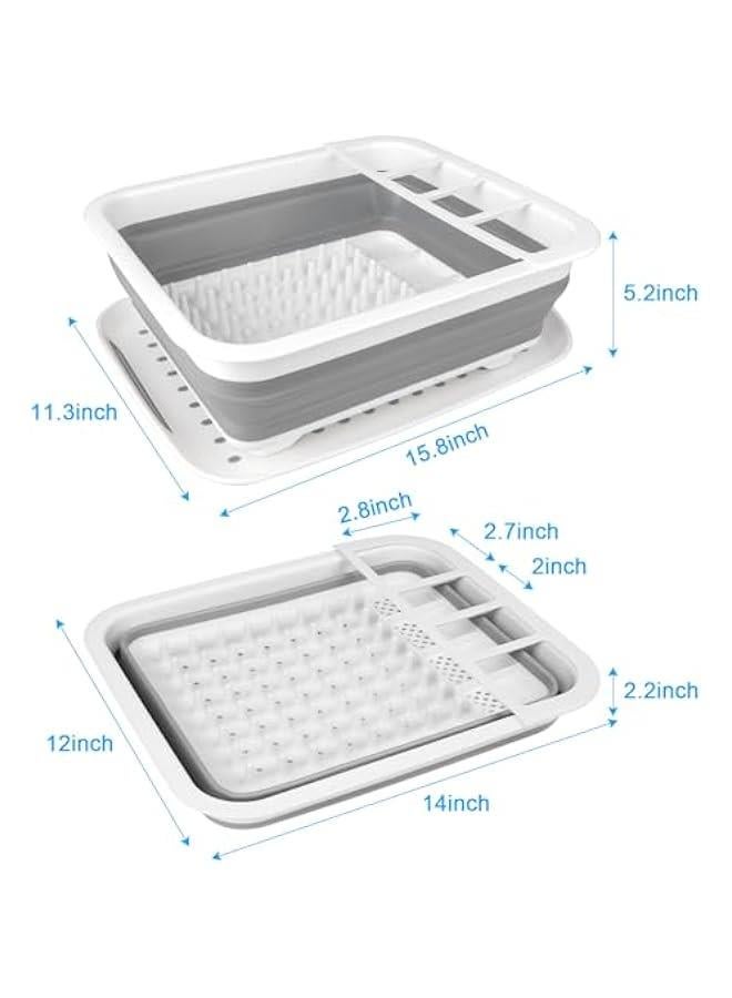 Collapsible Dish Drying Rack Portable Dish Drainers for Kitchen Counter with Drainboard, Kitchen Sink Organizer Basket RV Accessories Camper Storage and Organization Dish Rack Over Sink Drying Rack - Image 2