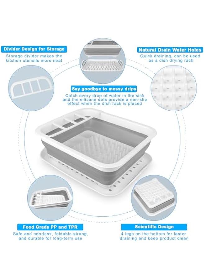 Collapsible Dish Drying Rack Portable Dish Drainers for Kitchen Counter with Drainboard, Kitchen Sink Organizer Basket RV Accessories Camper Storage and Organization Dish Rack Over Sink Drying Rack - Image 4