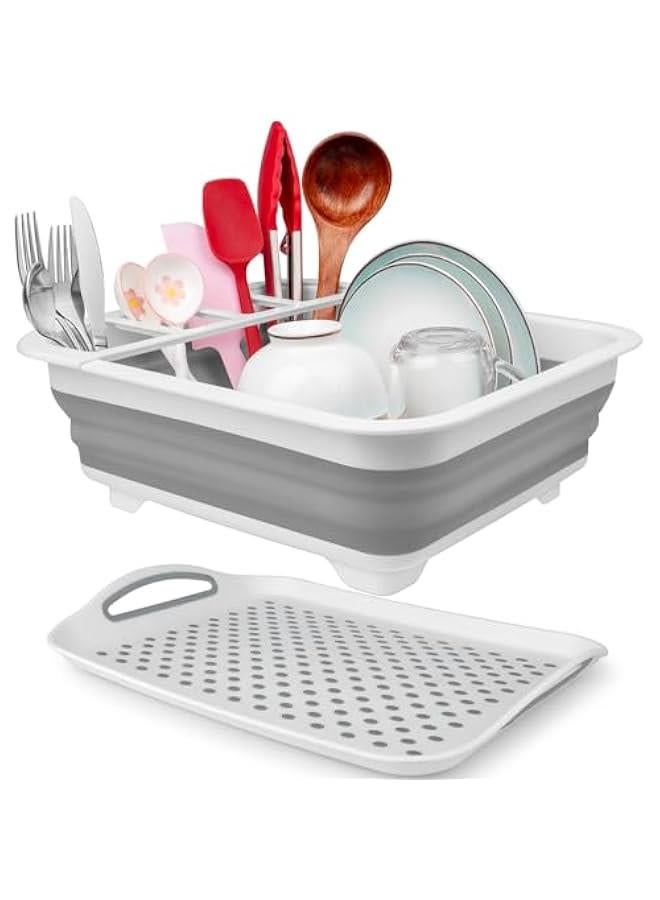 Collapsible Dish Drying Rack Portable Dish Drainers for Kitchen Counter with Drainboard, Kitchen Sink Organizer Basket RV Accessories Camper Storage and Organization Dish Rack Over Sink Drying Rack - Image 1