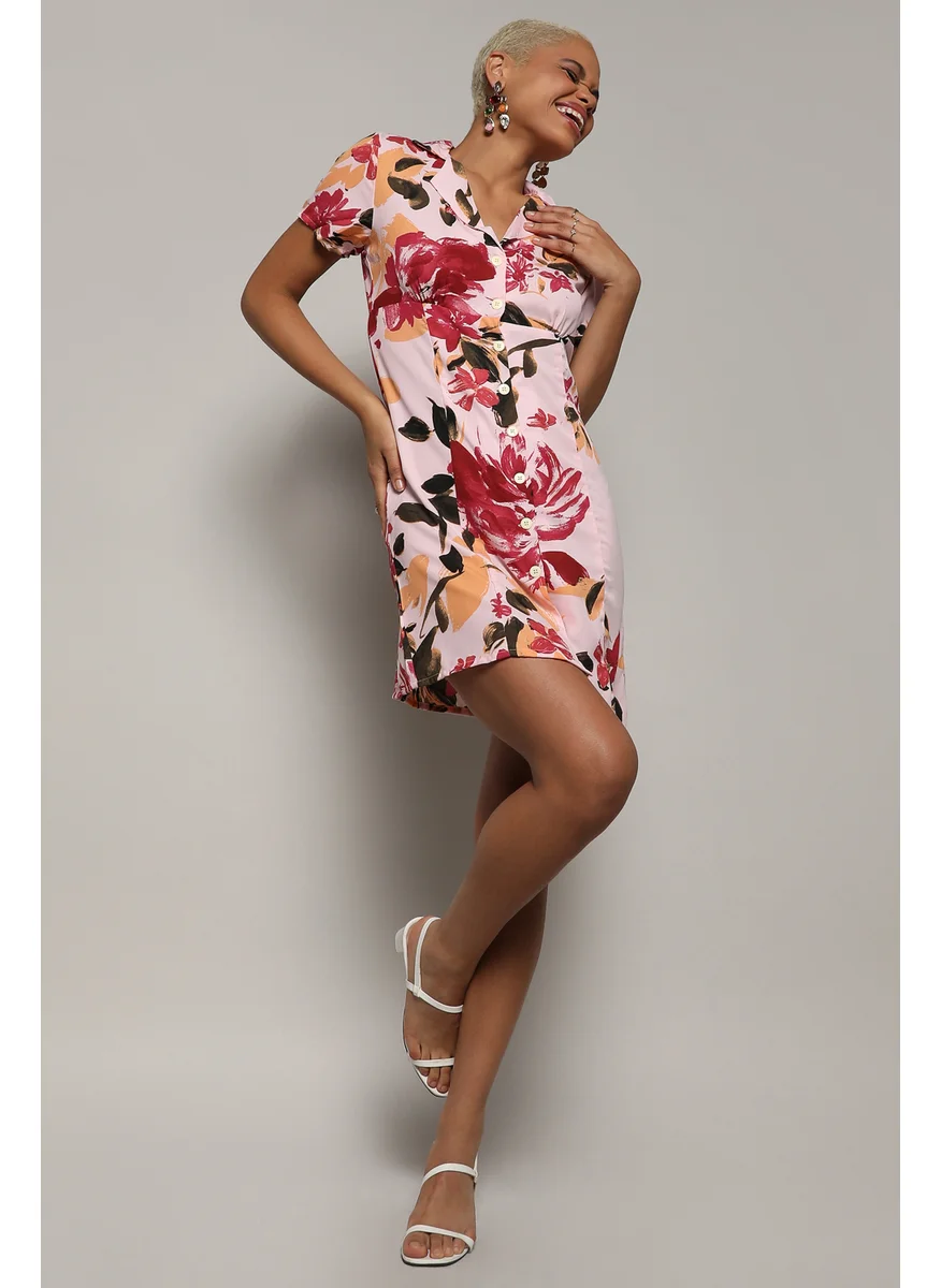 كامبوس سوترا Women's Baby Pink Botanical Strokes Dress