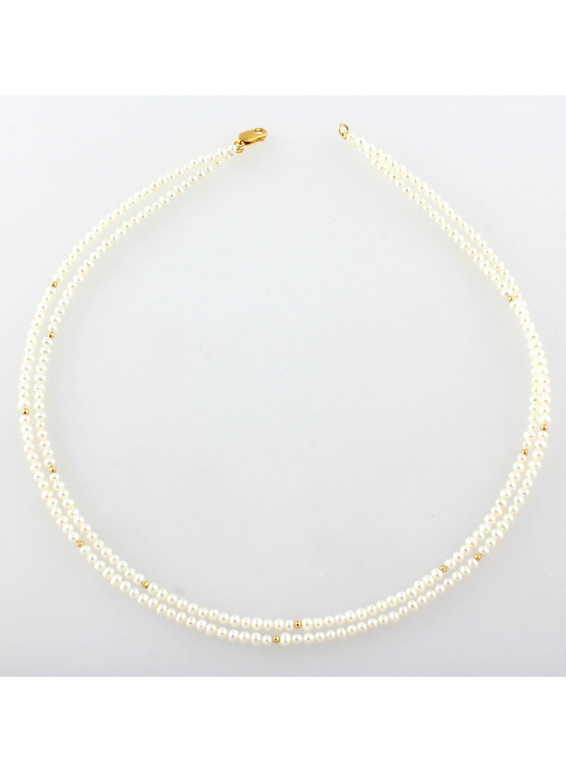 MIKURA Necklace, 2St 42Cms, Freshwater Pearls, A Quality, White Color, 3.0-2.5MM, 18KY  - Image 1