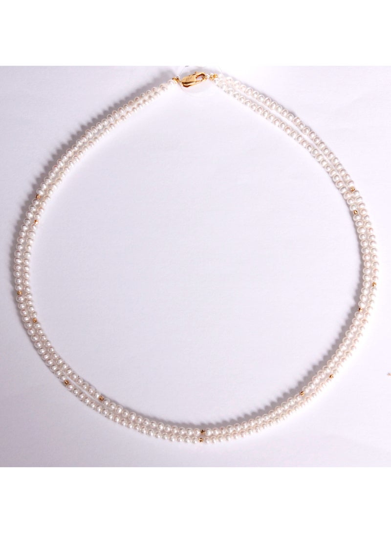 MIKURA Necklace, 2St 42Cms, Freshwater Pearls, A Quality, White Color, 3.0-2.5MM, 18KY  - Image 2