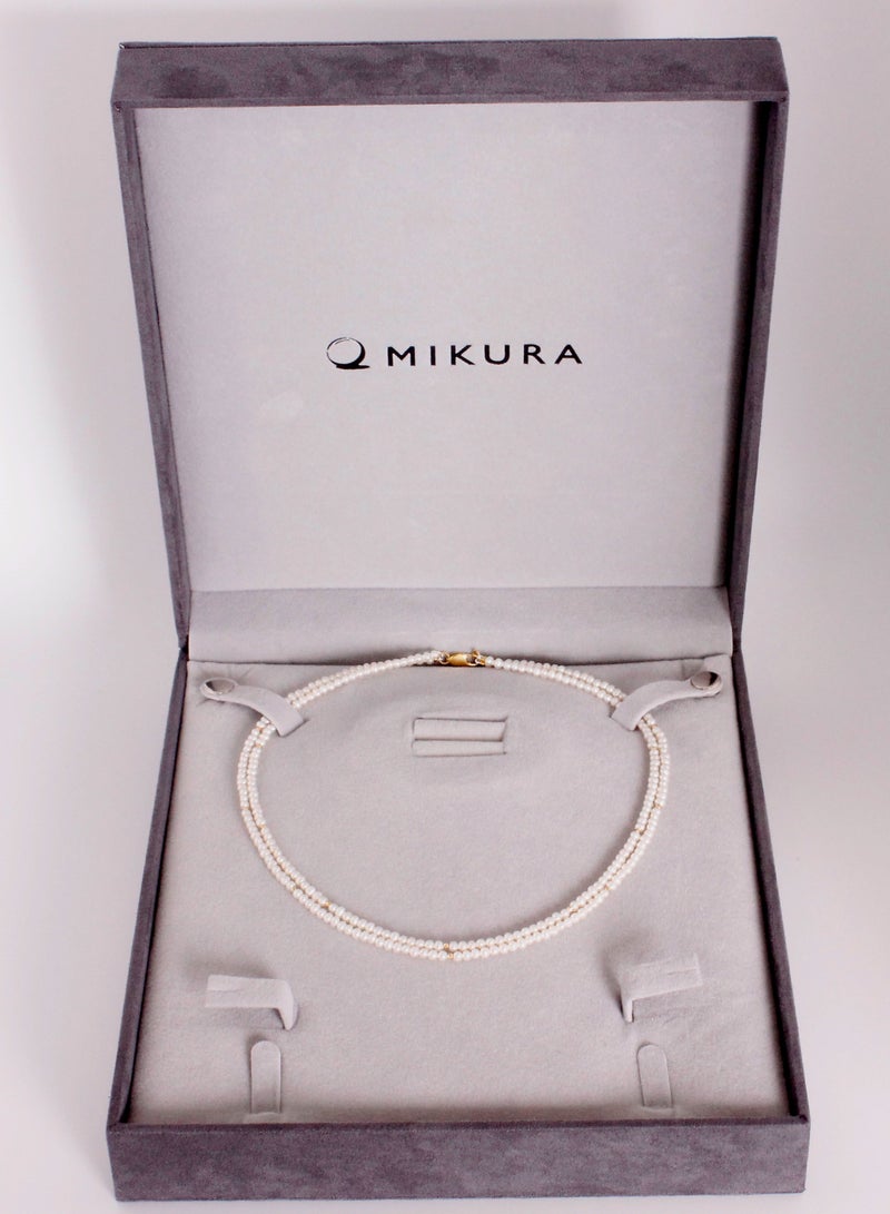 MIKURA Necklace, 2St 42Cms, Freshwater Pearls, A Quality, White Color, 3.0-2.5MM, 18KY  - Image 3