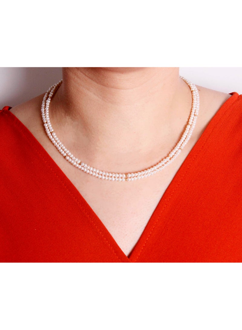 MIKURA Necklace, 2St 42Cms, Freshwater Pearls, A Quality, White Color, 3.0-2.5MM, 18KY  - Image 4