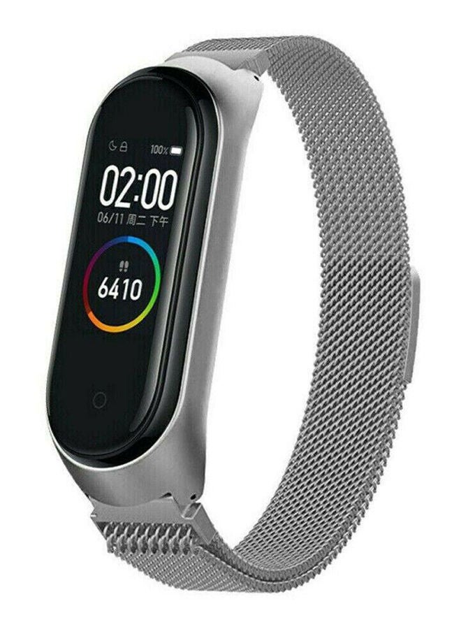 NIBEMINENT Xiaomi Mi Band 4 Stainless Steel Magnetic Replacement Strap - Without The Watch Silver