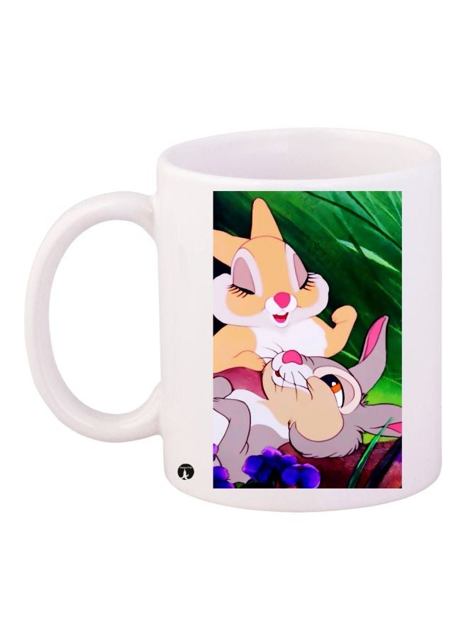 Cartoon Printed Coffee Mug White/Brown/Pink 11ounce