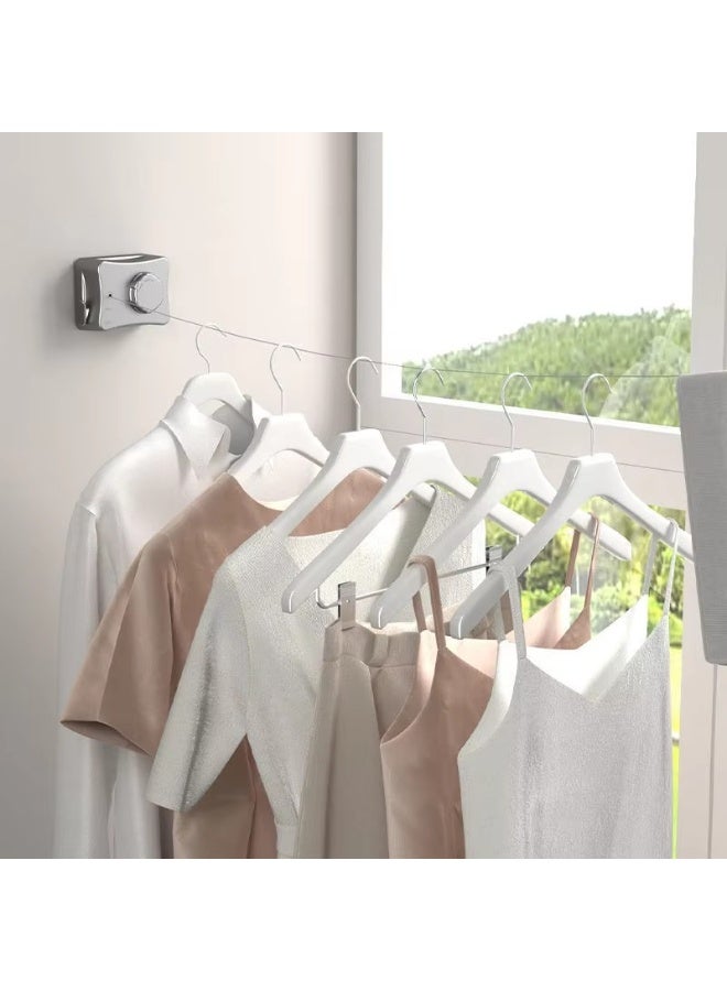 5.1m Retractable Clothesline Indoor, Indoor Invisible Wall-Mounted Rope, Double-Ended Dual-Purpose Clothesline, Can Bear 20 Kg, Suitable For Living Room, Balcony, Bedroom, Outdoor