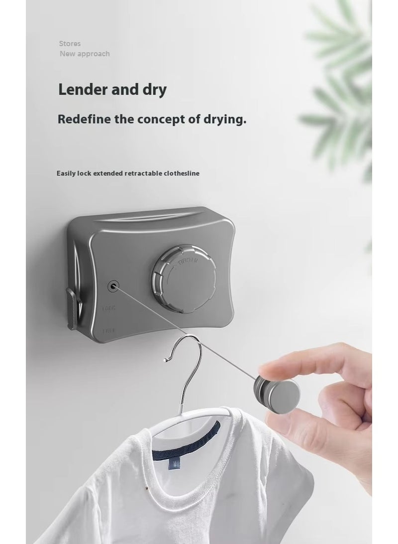5.1m Retractable Clothesline Indoor, Indoor Invisible Wall-Mounted Rope, Double-Ended Dual-Purpose Clothesline, Can Bear 20 Kg, Suitable For Living Room, Balcony, Bedroom, Outdoor