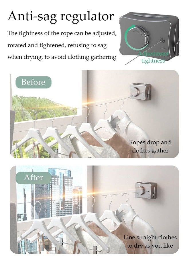DUNISO 5.1m Retractable Clothesline Indoor, Indoor Invisible Wall-Mounted Rope, Double-Ended Dual-Purpose Clothesline, Can Bear 20 Kg, Suitable For Living Room, Balcony, Bedroom, Outdoor  - Image 5