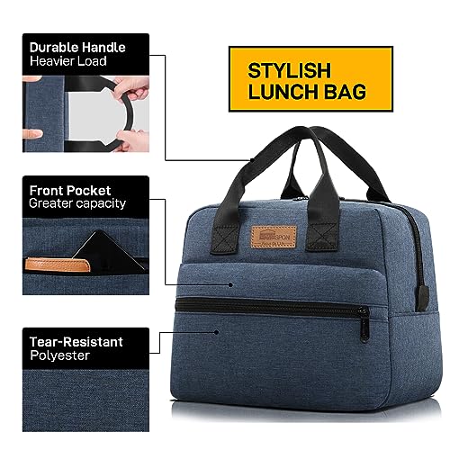 HOMESPON Insulated Lunch Bag for Women Men Lunch Box Cooler Lunch Tote for Work Picnic (Navy) - Image 2