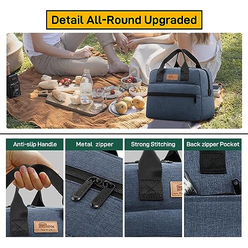 HOMESPON Insulated Lunch Bag for Women Men Lunch Box Cooler Lunch Tote for Work Picnic (Navy) - Image 4