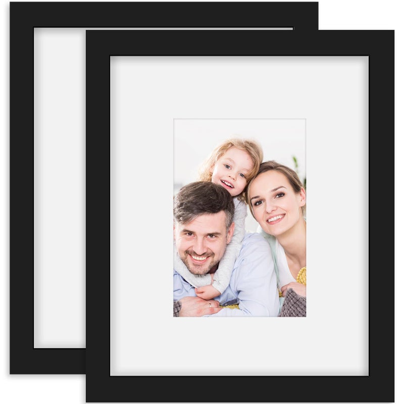 إطارات صور 8x10 عبوة 2 طبيعة خشب صلب أسود للتعليق على الحائط وعرض على الطاولة