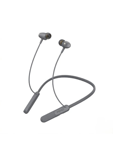 FEND FN120 Wireless Bluetooth Neckband Earphones with Mic, Magnetic Sports Headset, Sweat Resistant, 20H Playtime, Deep Bass Stereo Sound, Secure Fit Earbuds for Running Gym Workout Grey