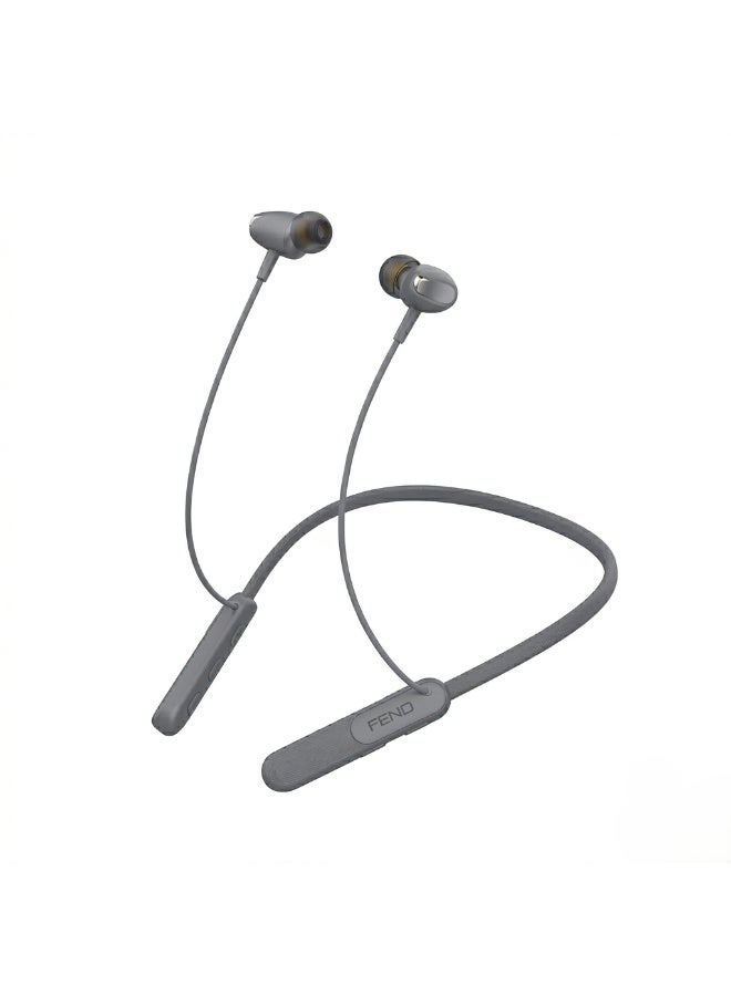 FEND FN120 Wireless Bluetooth Neckband Earphones with Mic, Magnetic Sports Headset, Sweat Resistant, 20H Playtime, Deep Bass Stereo Sound, Secure Fit Earbuds for Running Gym Workout Grey - Image 1