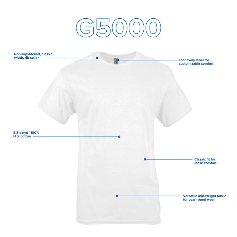 Gildan Men's Heavy Cotton T-Shirt, Style G5000, Multipack, White (10-Pack), 5X-Large - Image 5