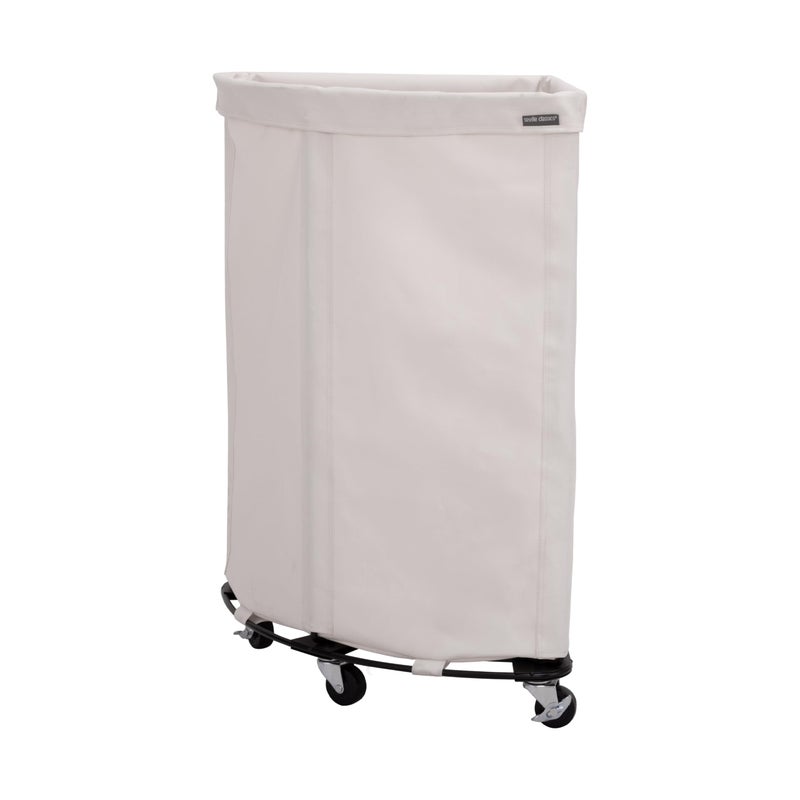 Seville Classics Large Commercial Heavy Duty Rolling Steel Frame Laundry Hamper Canvas Cart Bin, w/Wheels for Hotel, Home, Closet, Bedroom, Natural White, Corner 17.7â€ D x 24.0â€ W - Image 1