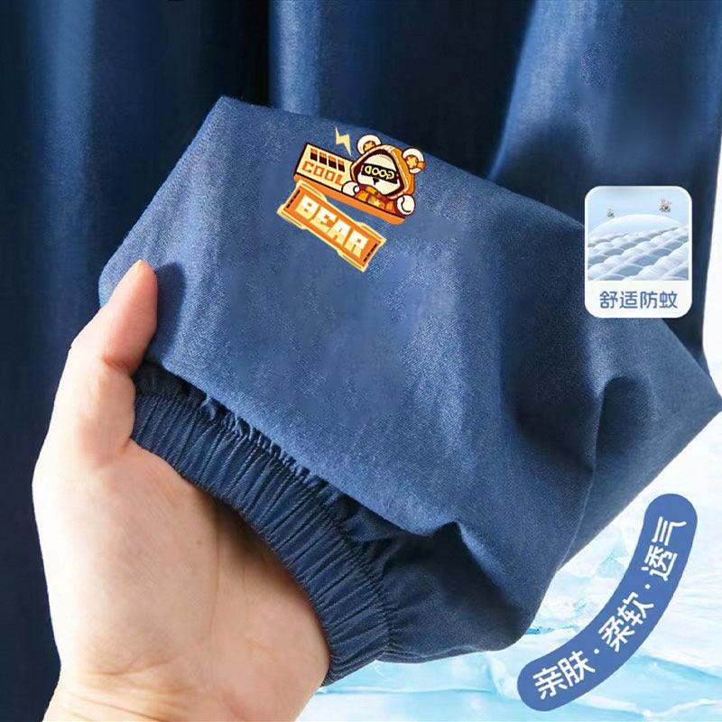 Boys' Stylish Summer Thin Ice Silk Denim Versatile Anti-Mosquito Pants For Older Boys Jogger Pants - Image 1