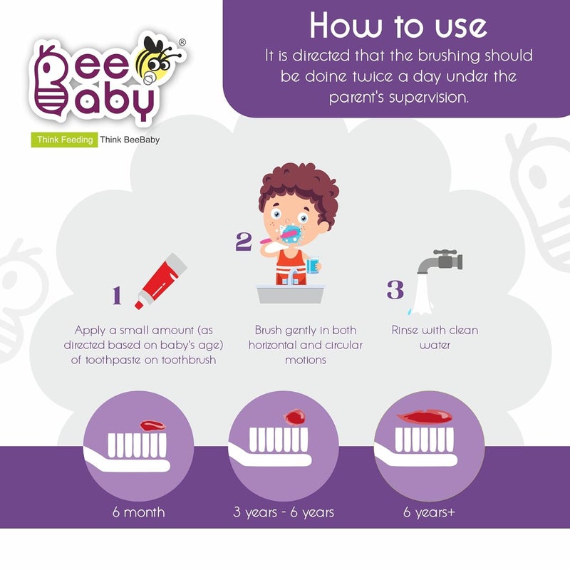 Beebaby Unicorn Brush Buddy Toothbrush for Kids 3-6 Years, Soft Handle for Easy Grip, 10 x Softer Tapered Bristles Ideal for Milk and Permanent Teeth, 100% BPA Free. Green - Image 5