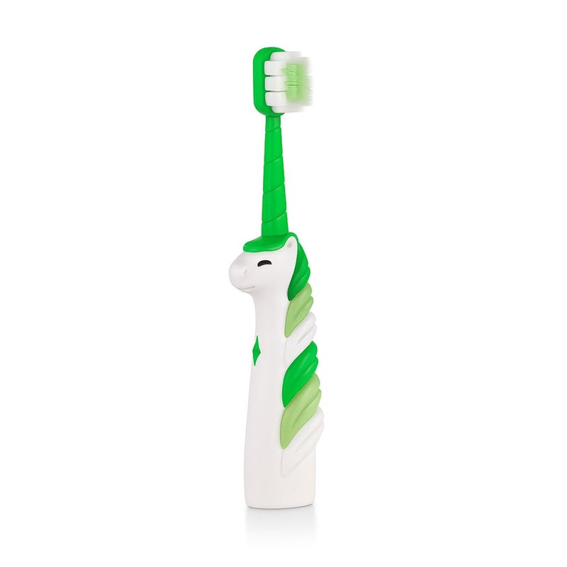 Beebaby Unicorn Brush Buddy Toothbrush for Kids 3-6 Years, Soft Handle for Easy Grip, 10 x Softer Tapered Bristles Ideal for Milk and Permanent Teeth, 100% BPA Free. Green - Image 1