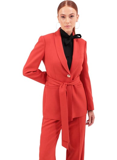 Shawl Collar Waist Belted Jacket