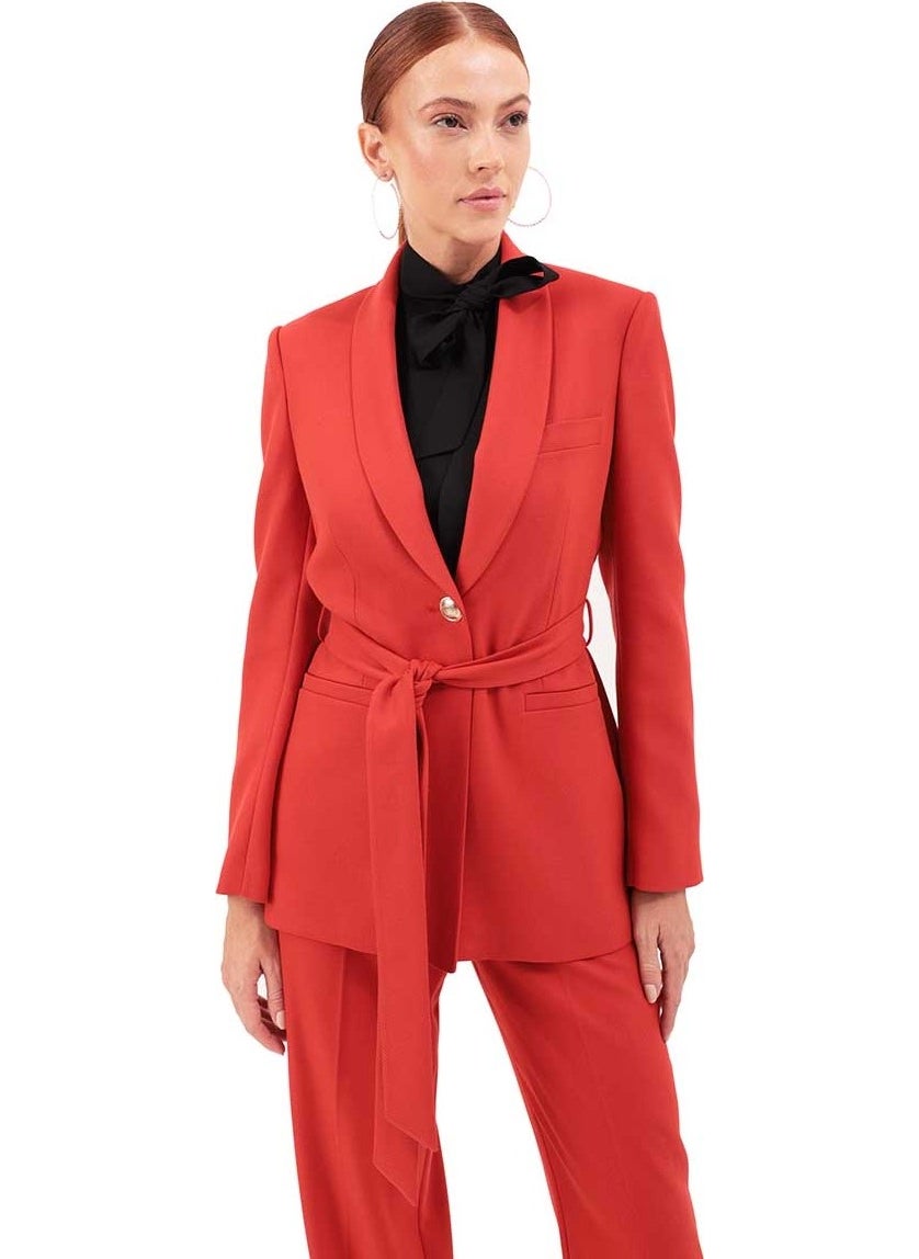 Aker - Shawl Collar Waist Belted Jacket - Image 1