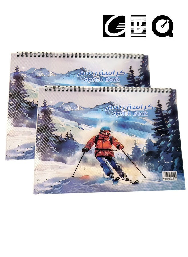 GBQ - 2PCS B5(18*26cm) Sketchbook 15Sheets/Book A Total Of 30 Pages Spiral Bound Hardcover Art Book - Image 1