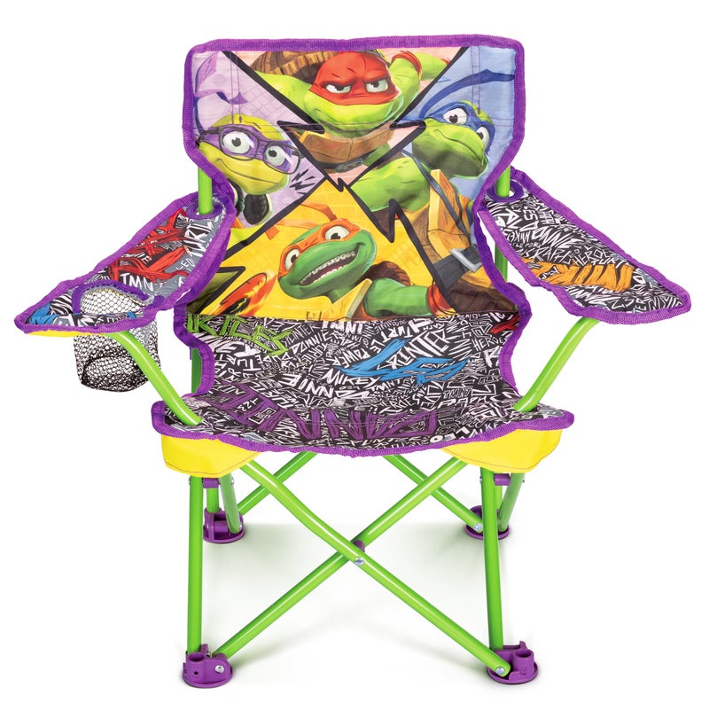 Teenage Mutant Ninja Turtles Foldable Kids Chair – Toddler Camping Chair with Safety Lock, Carry Bag, Indoor/Outdoor Use, Ages 2–3, 60 lb Limit - Image 1