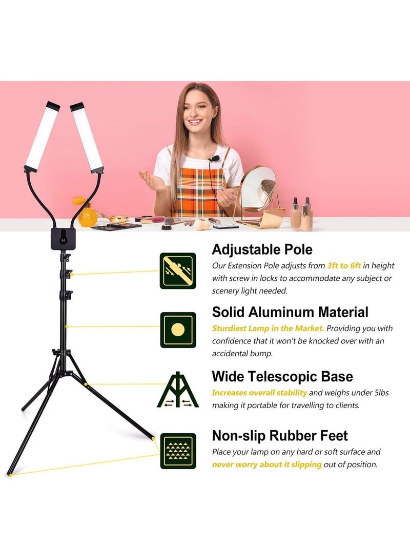 Original LED floor lamp with two lights, phone holder, and USB port - Black - Image 4