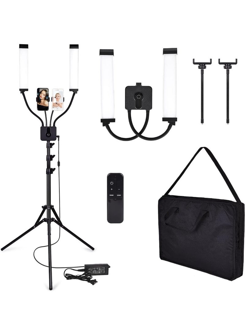 Original LED floor lamp with two lights, phone holder, and USB port - Black - Image 1